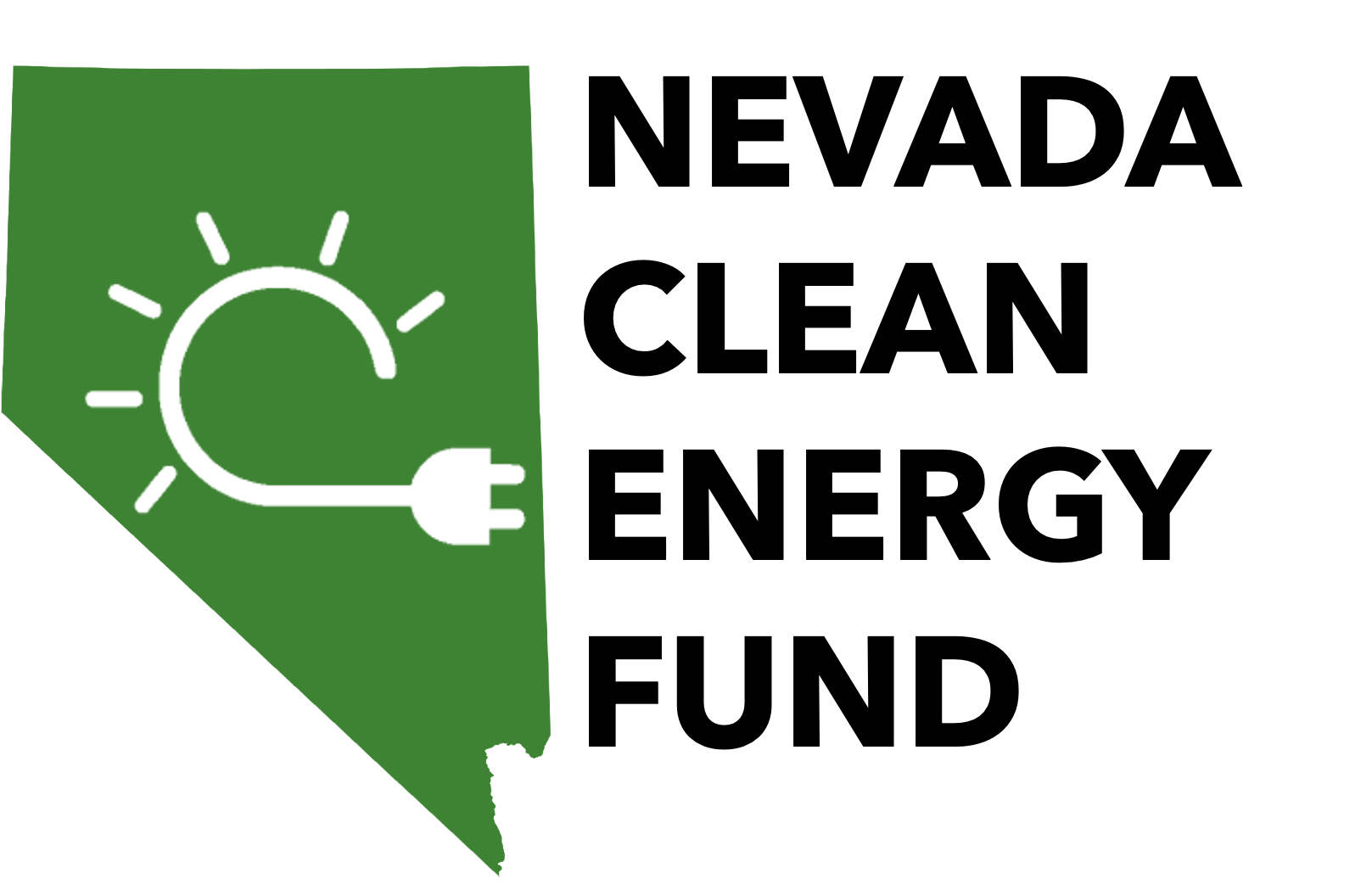 A green map of nevada with the words " nevada clean energy fund ".