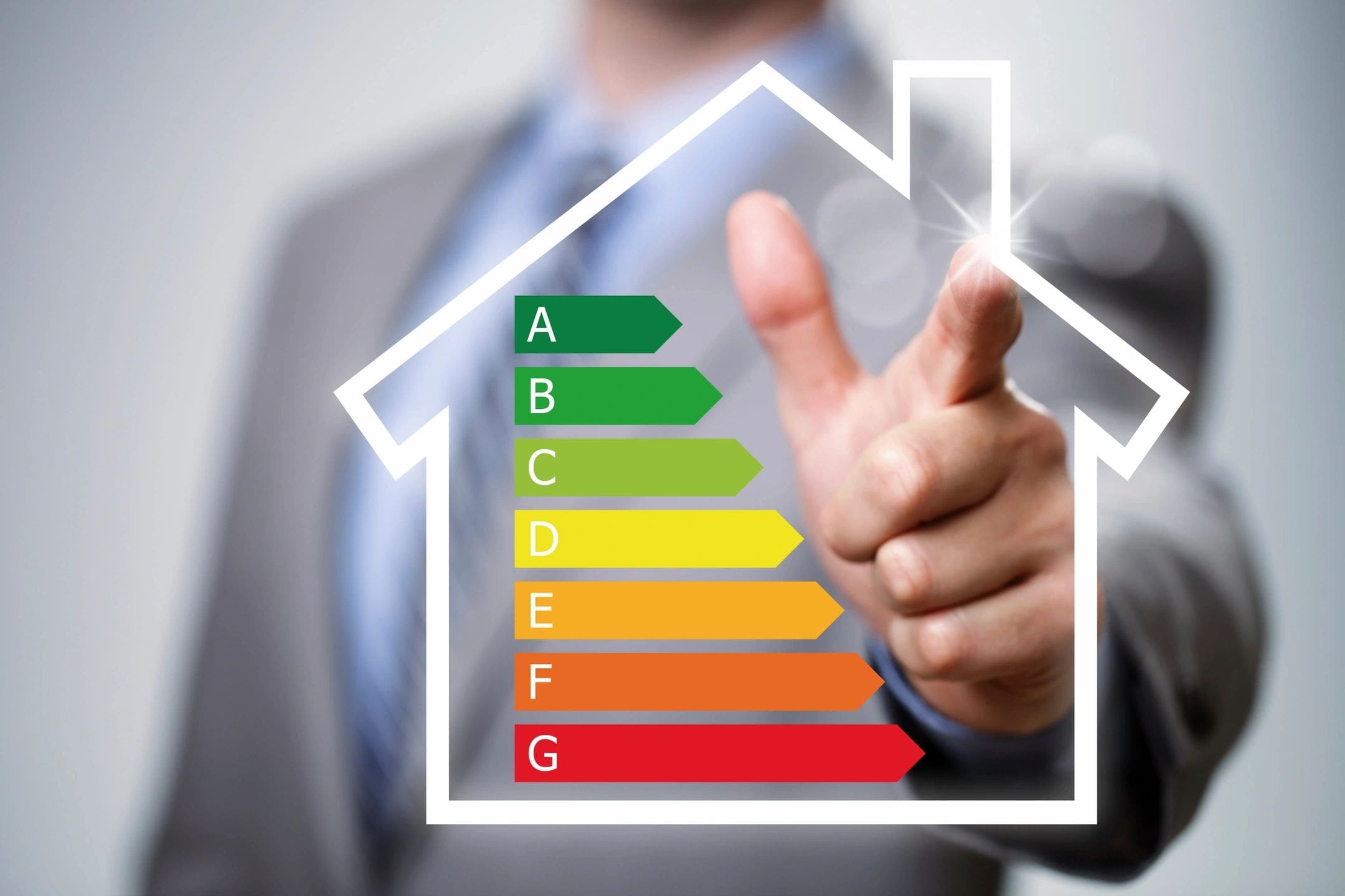 A color-coded rating system for building energy efficiency.