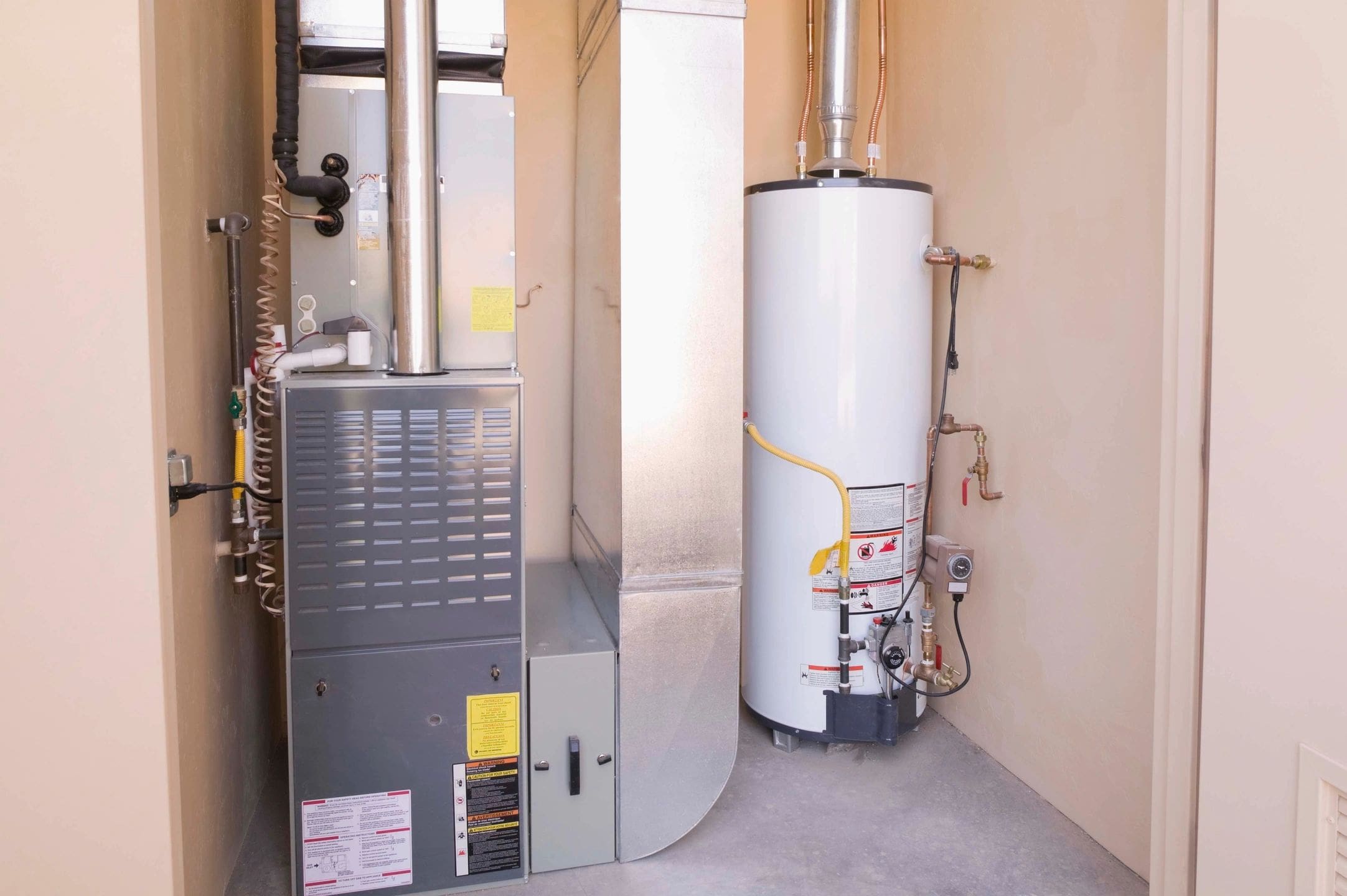A furnace and hot water heater equipment.