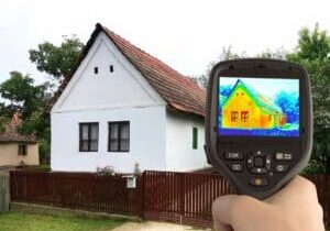 Thermal image of house energy efficiency.